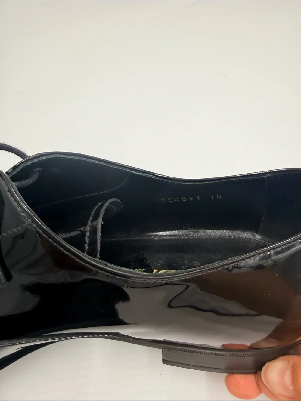 Prada Men’s Size 10 Black Patent Leather Cap Toe Oxford Dress Shoes Italy